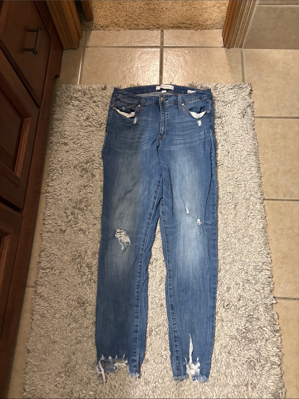 Vintage America Distressed Blue Skinny Jeans